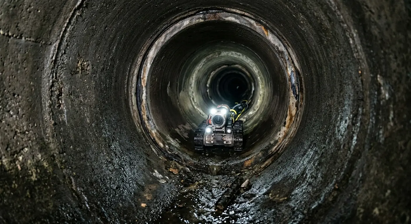 Robotic sewer camera inspecting pipe interior for Sewer Line Repair in Thomasville
